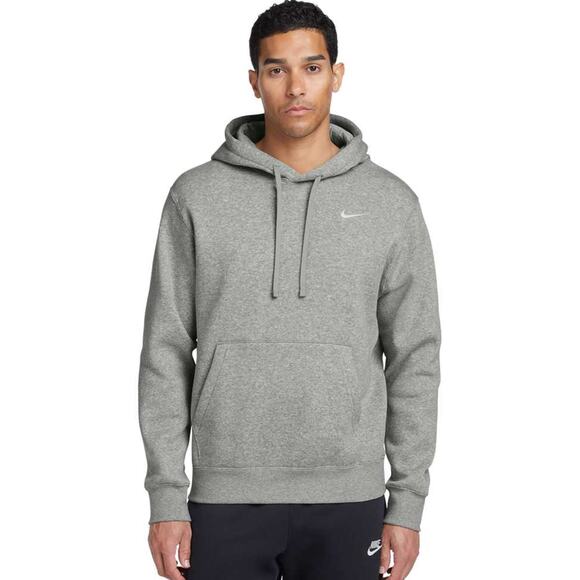 Vintage Nike Heather Grey Solo Swoosh Cotton-Blend Pullover Hoodie - Men's XL - Picture 1 of 11